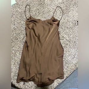 Satin V Neck Mini Dress